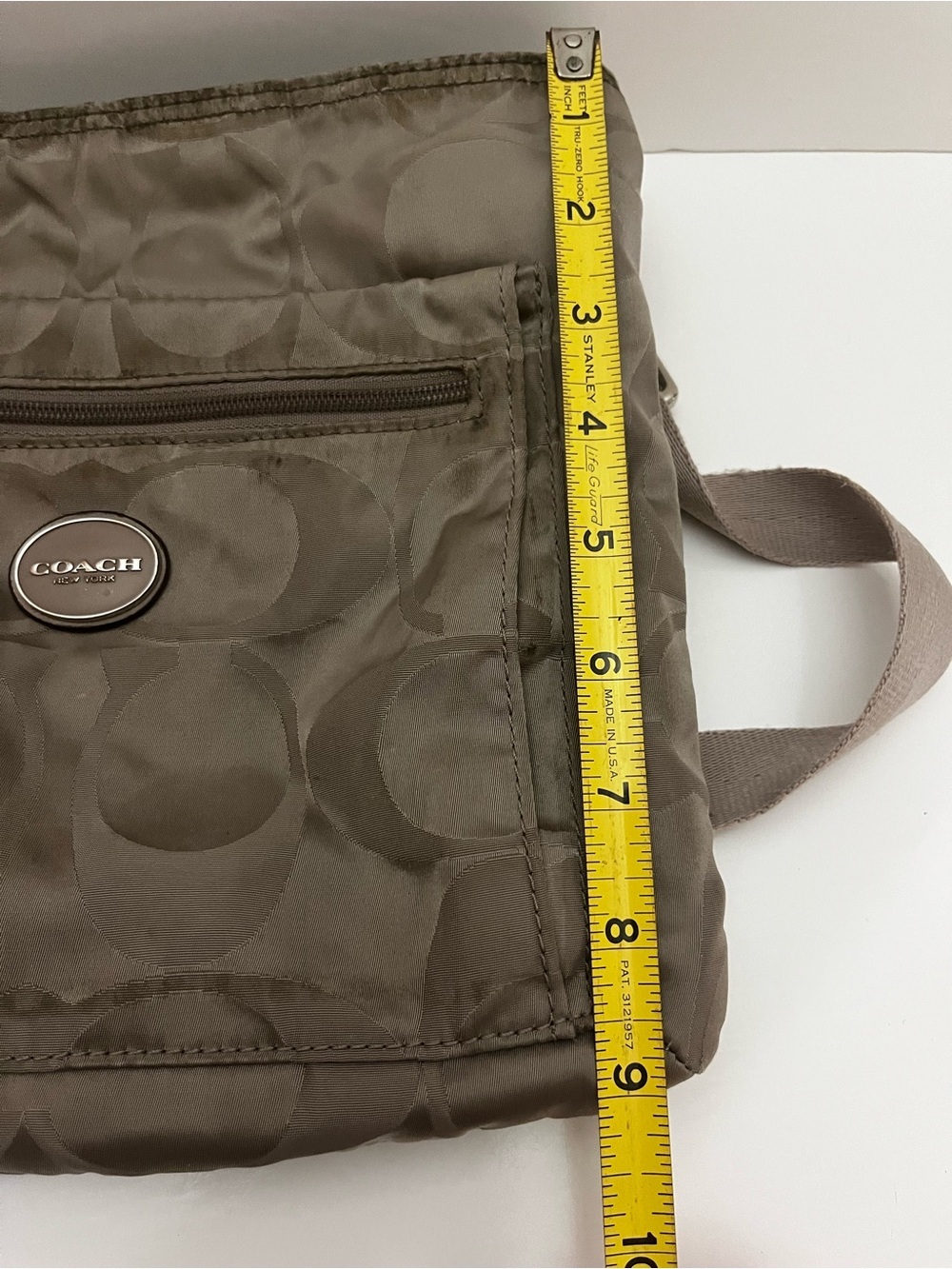 Coach Signature Getaway Nylon File Crossbody Bag Grey Taupe F77408 - Picture 13 of 14